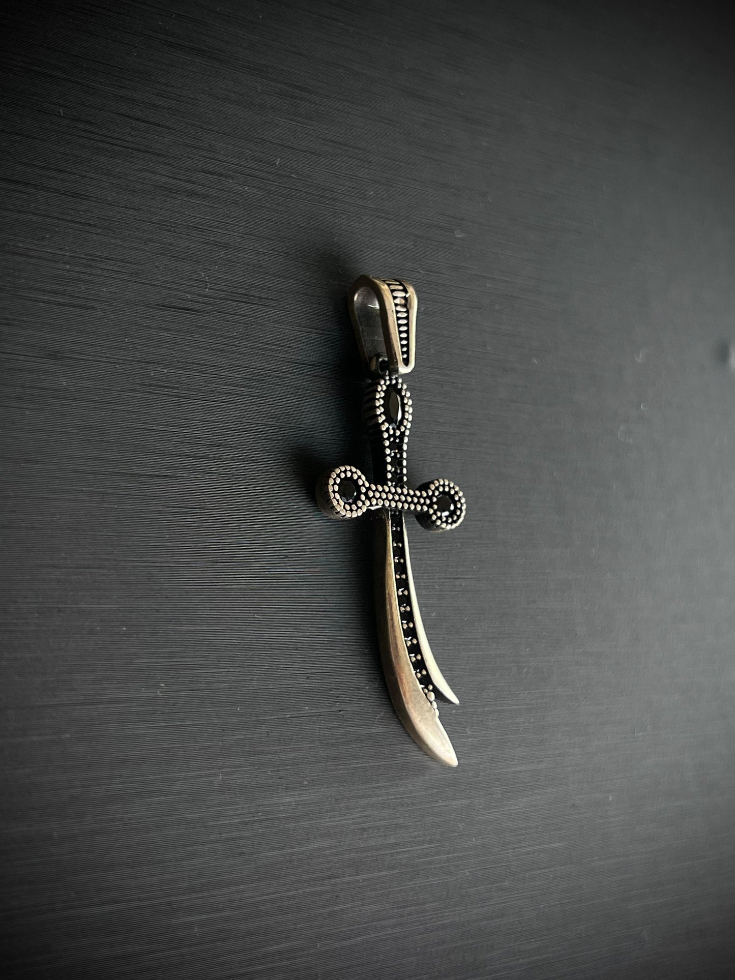 Zirconia Sword Pendant – S925 Silver-5cm