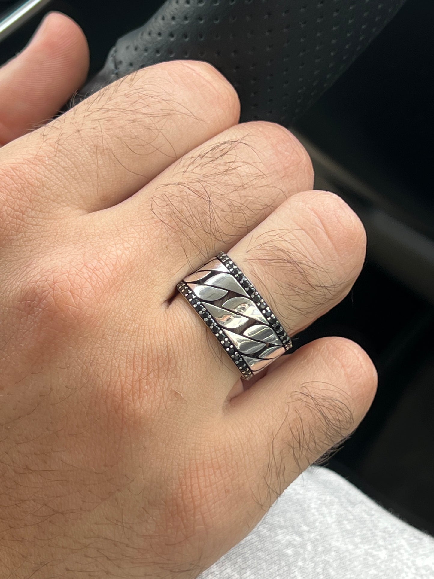 Wide braided Engagement Ring in Sterling Silver 925s