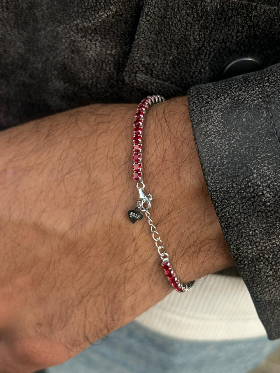 Red Spinel Tennis Bracelet Sterling Silver 925s