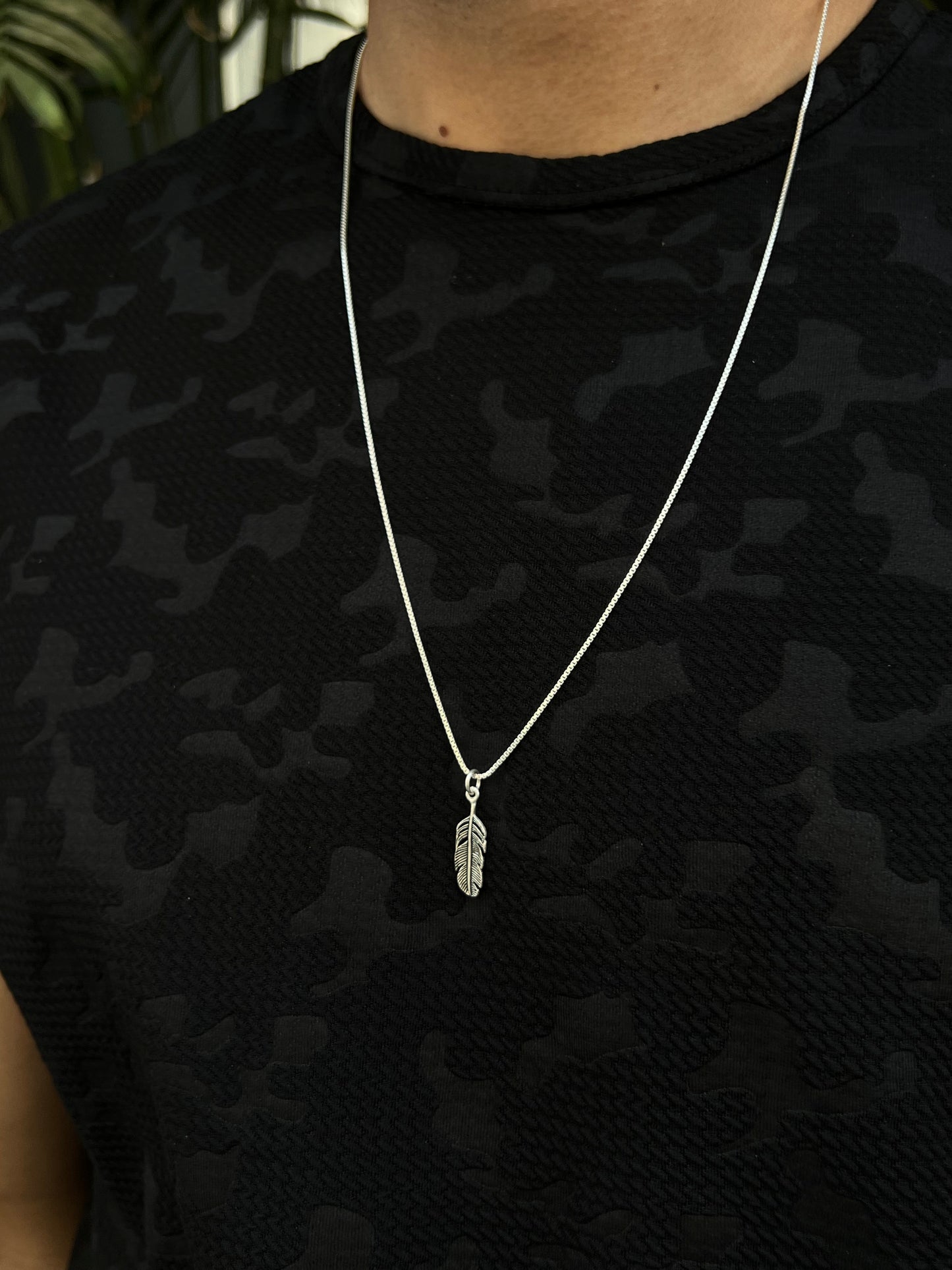 Feather Necklace for Men's Sterling Silver 925s