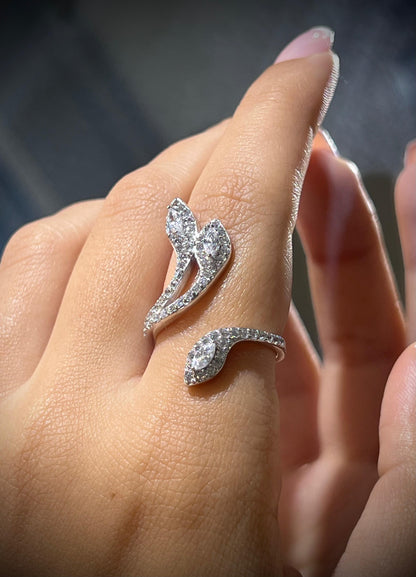 Triple Snake Ring -Clear Zirconia in Sterling Silver -925