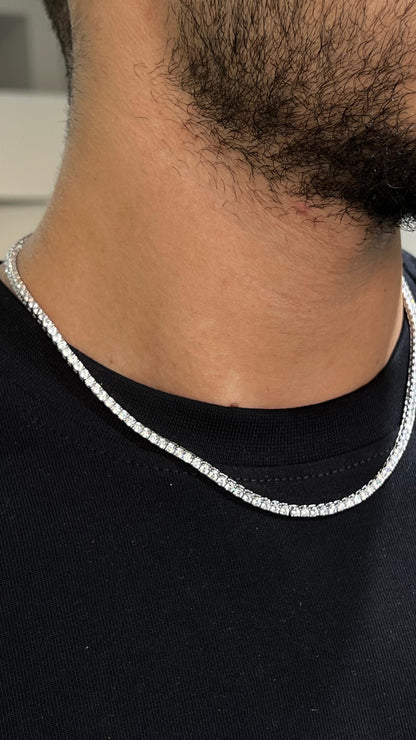 Thick Clear Tennis Necklace in Italian sterling silver-s925