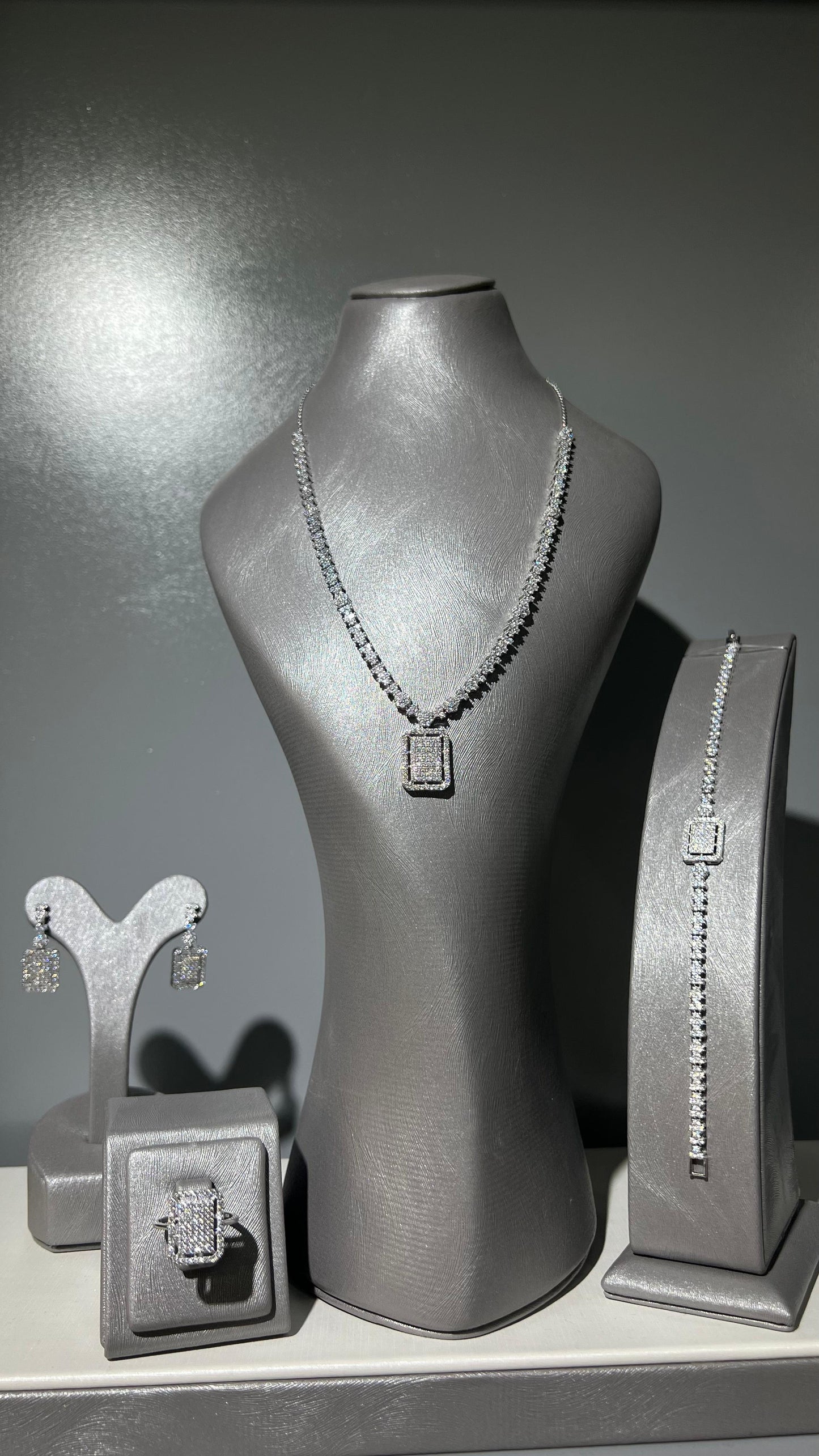 Sparkling Square Set In Italian Sterling Silver 925