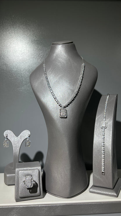 Sparkling Square Set In Italian Sterling Silver 925