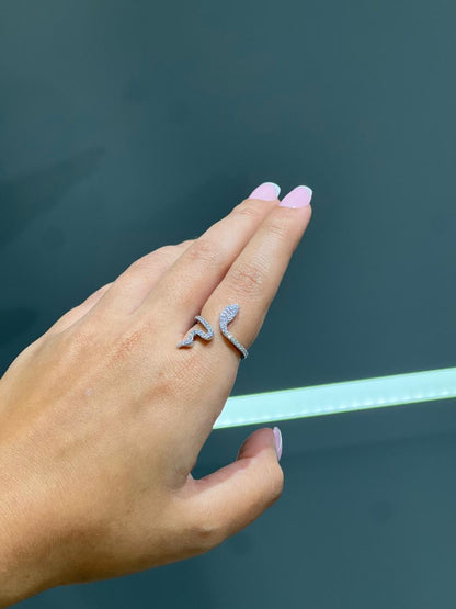 Snake Ring Zirconia in Sterling Silver -925