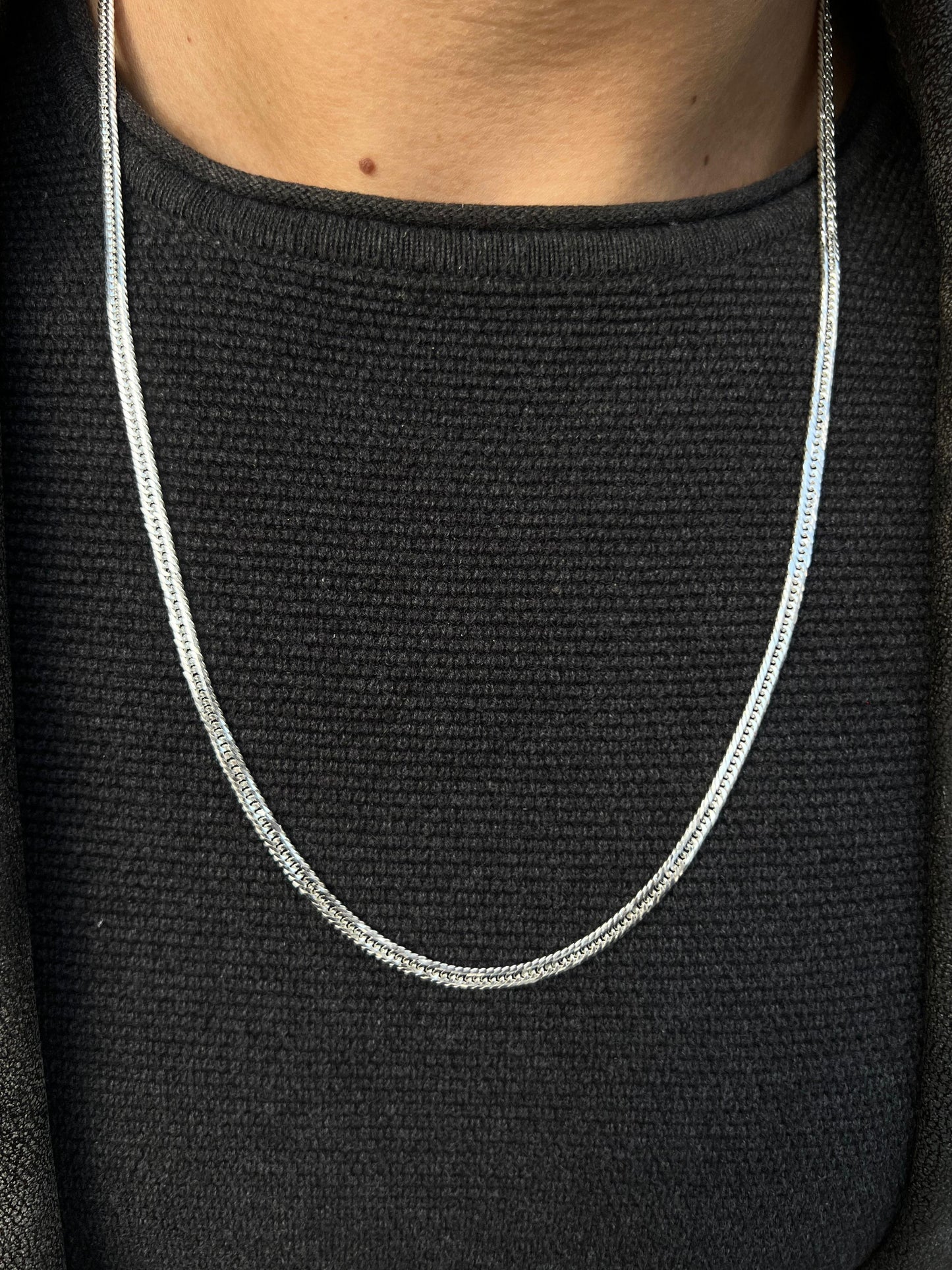 Miami Grommet Chain For Men Sterling Silver925 -(62cm-4mm)