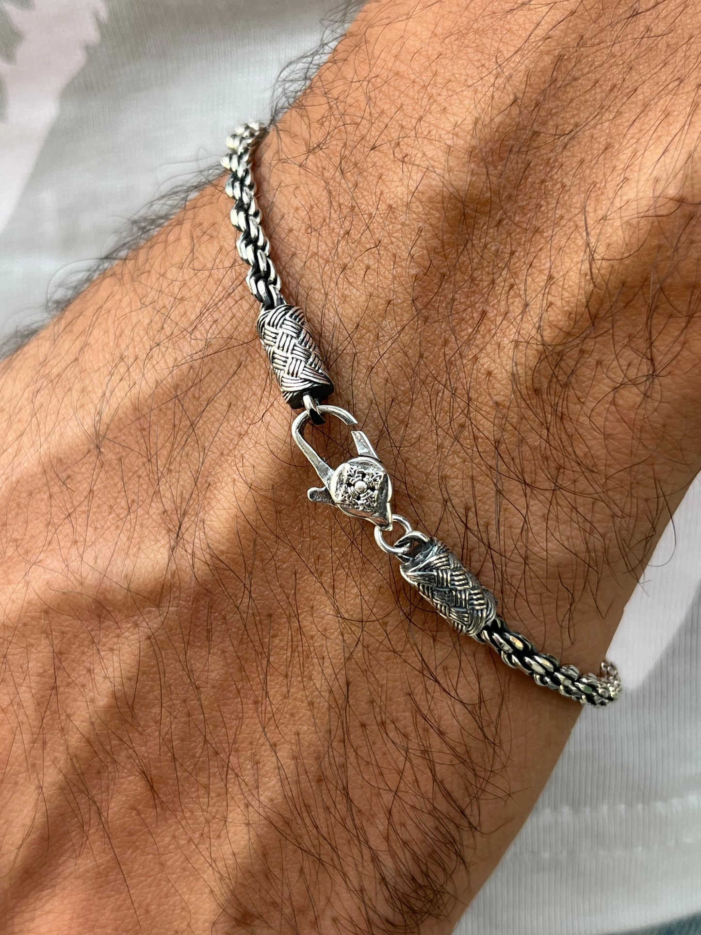 Oxidized Anchor Rope Bracelet for Men's Sterling Silver 925s