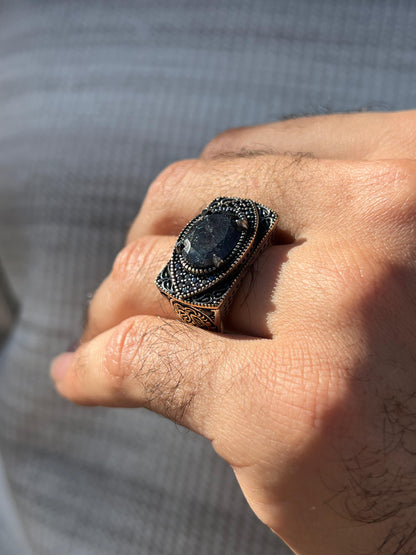Dark Grindstone Ring -Sterling Silver 925s
