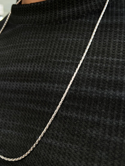 Sleek bone Necklace Sterling Silver 925s (66cm-3mm)