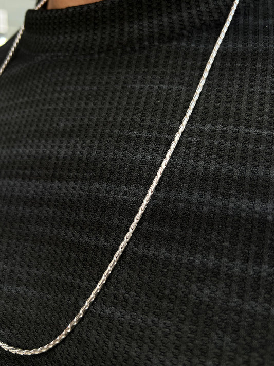 Sleek bone Necklace Sterling Silver 925s (66cm-3mm)