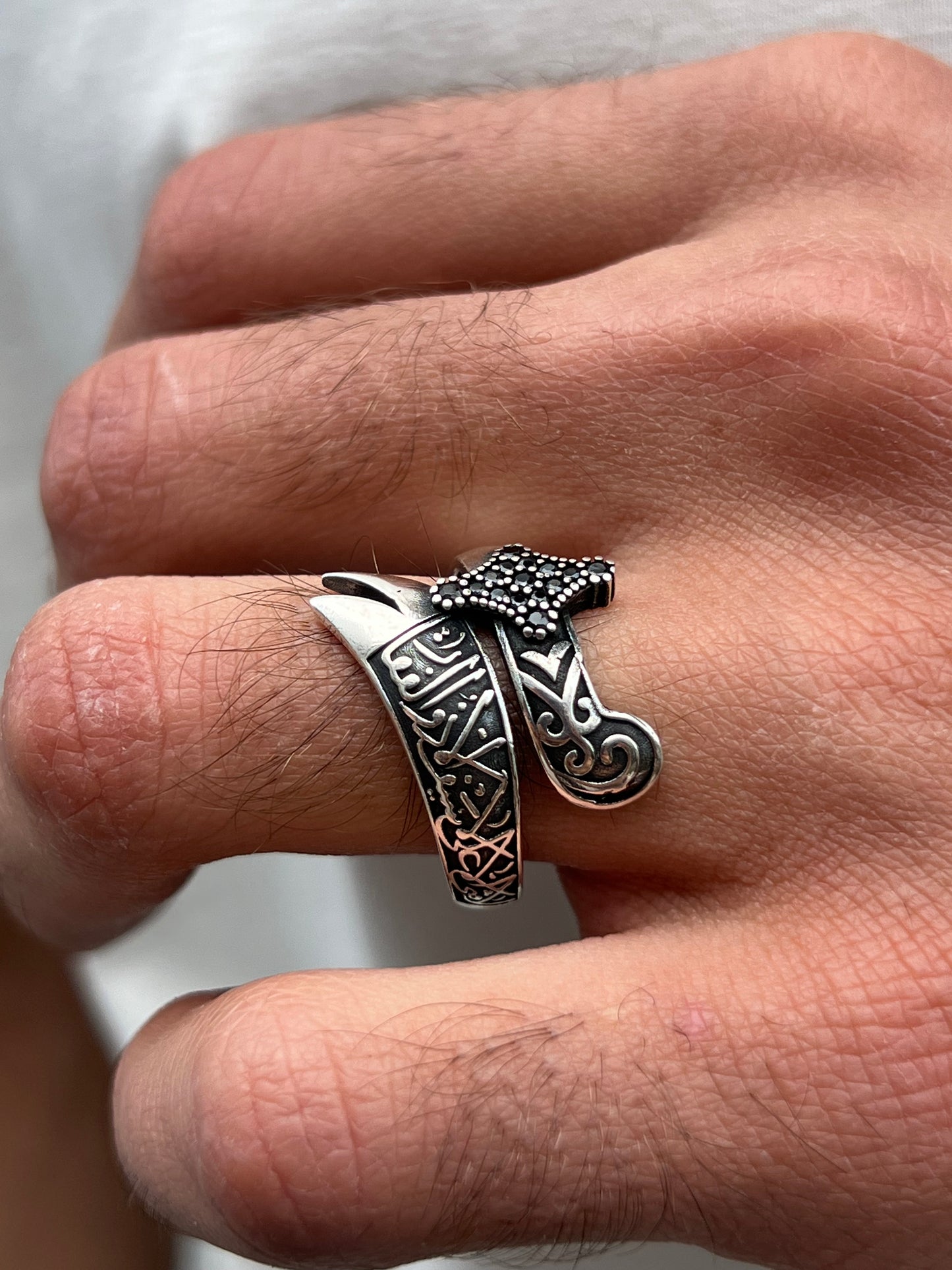 Zulfakar sword of Ali ibn Abi Talib Ring for Men in Sterling Silver 925s