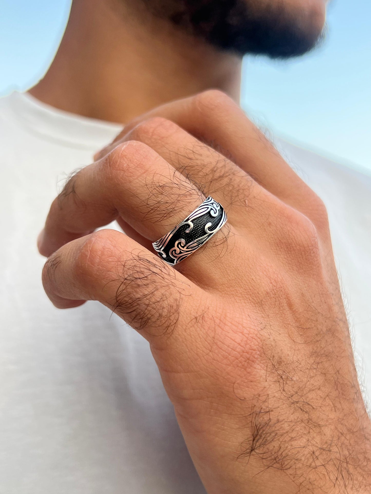 Bold Wave Engagement Ring in Sterling Silver 925s