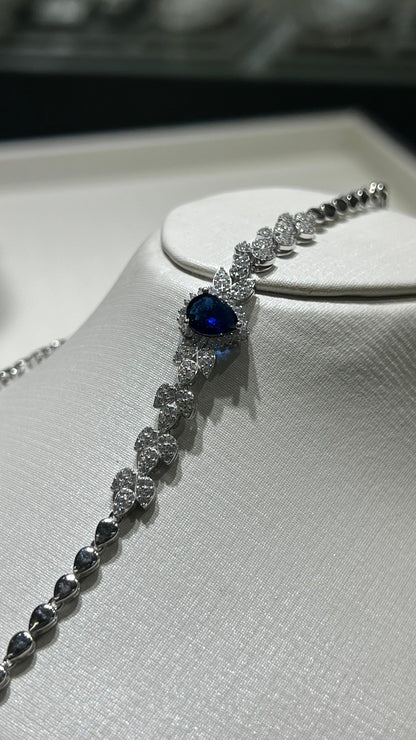 Fancy Navy Blue Teardrop – pure Sterling Silver -925- Full Set 4 Pieces