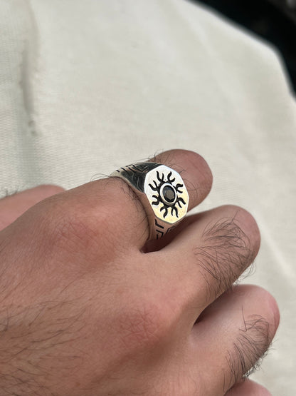 Sun Signet Ring -for Men's Sterling Silver 925s