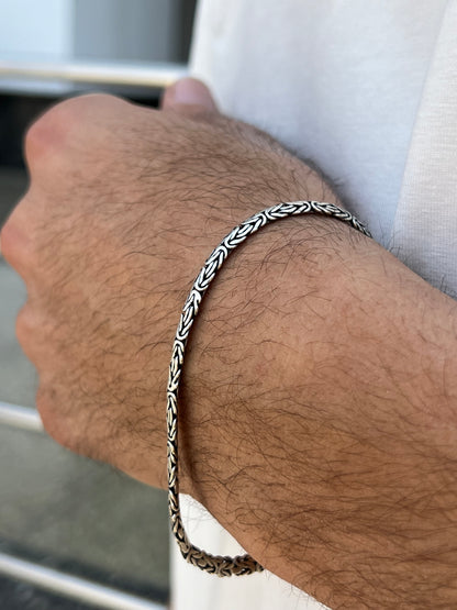 Flat King Bracelet for Men Sterling Silver 925s