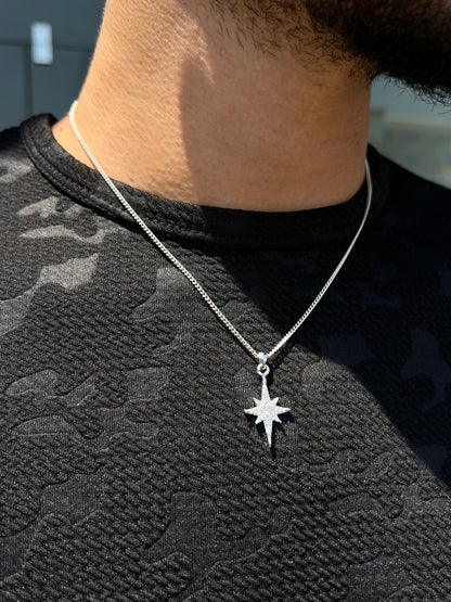 North Star Necklace for Men's Sterling Silver 925s