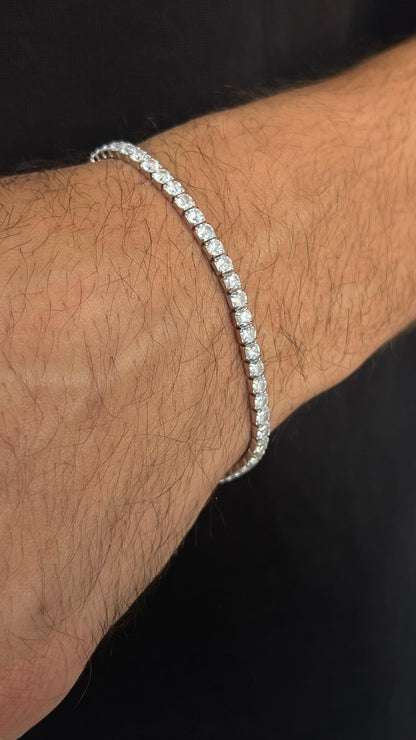 Slim Clear Spinel Tennis Bracelet for Men's Sterling Silver 925s