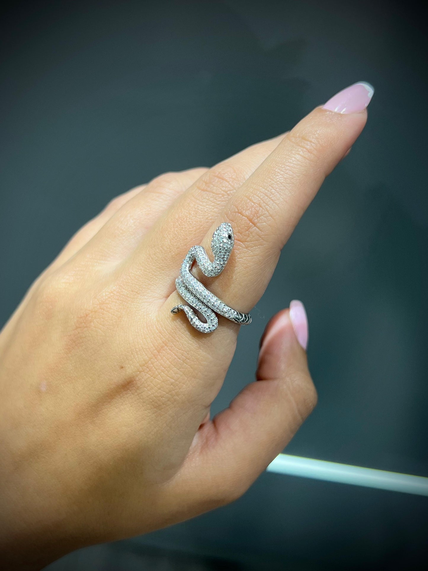 Snake Ring Zirconia in Sterling Silver -925
