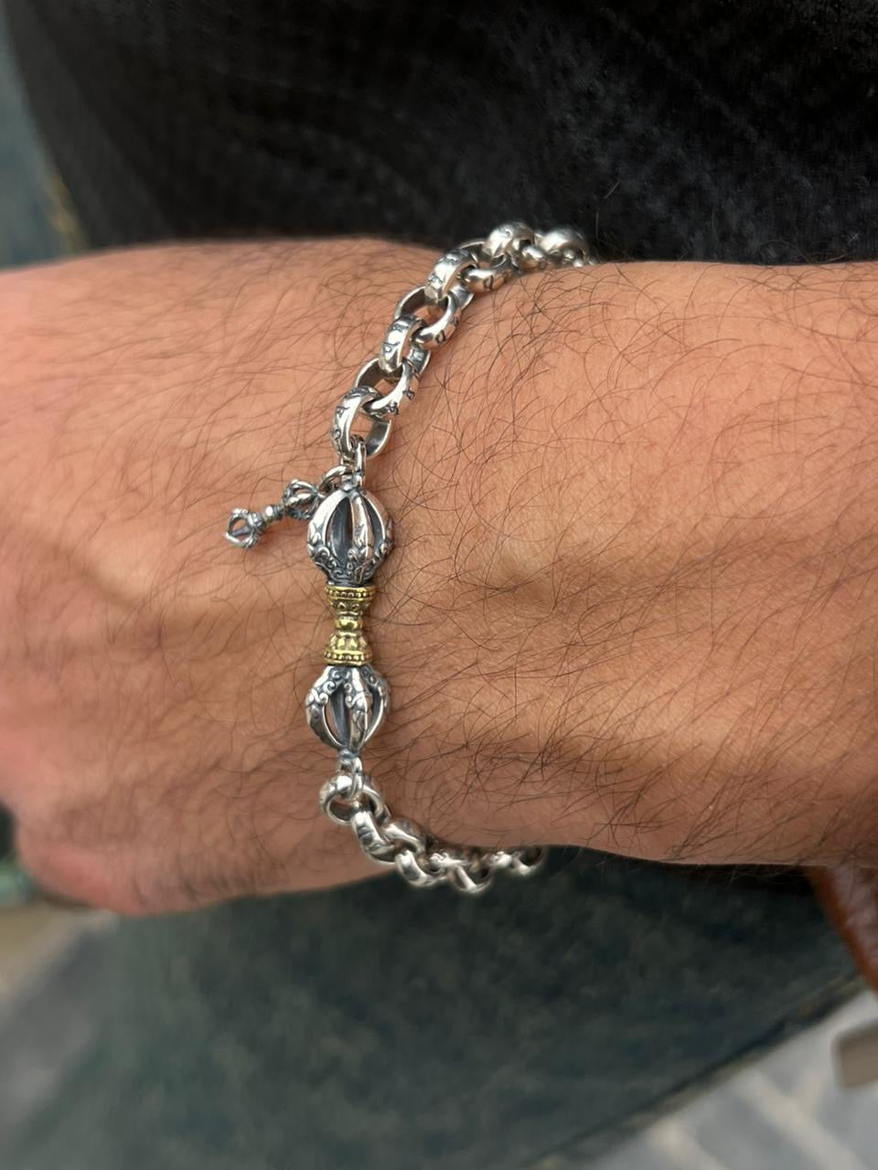 Gold Monarch Bracelet Sterling Silver 925s-(20cm)