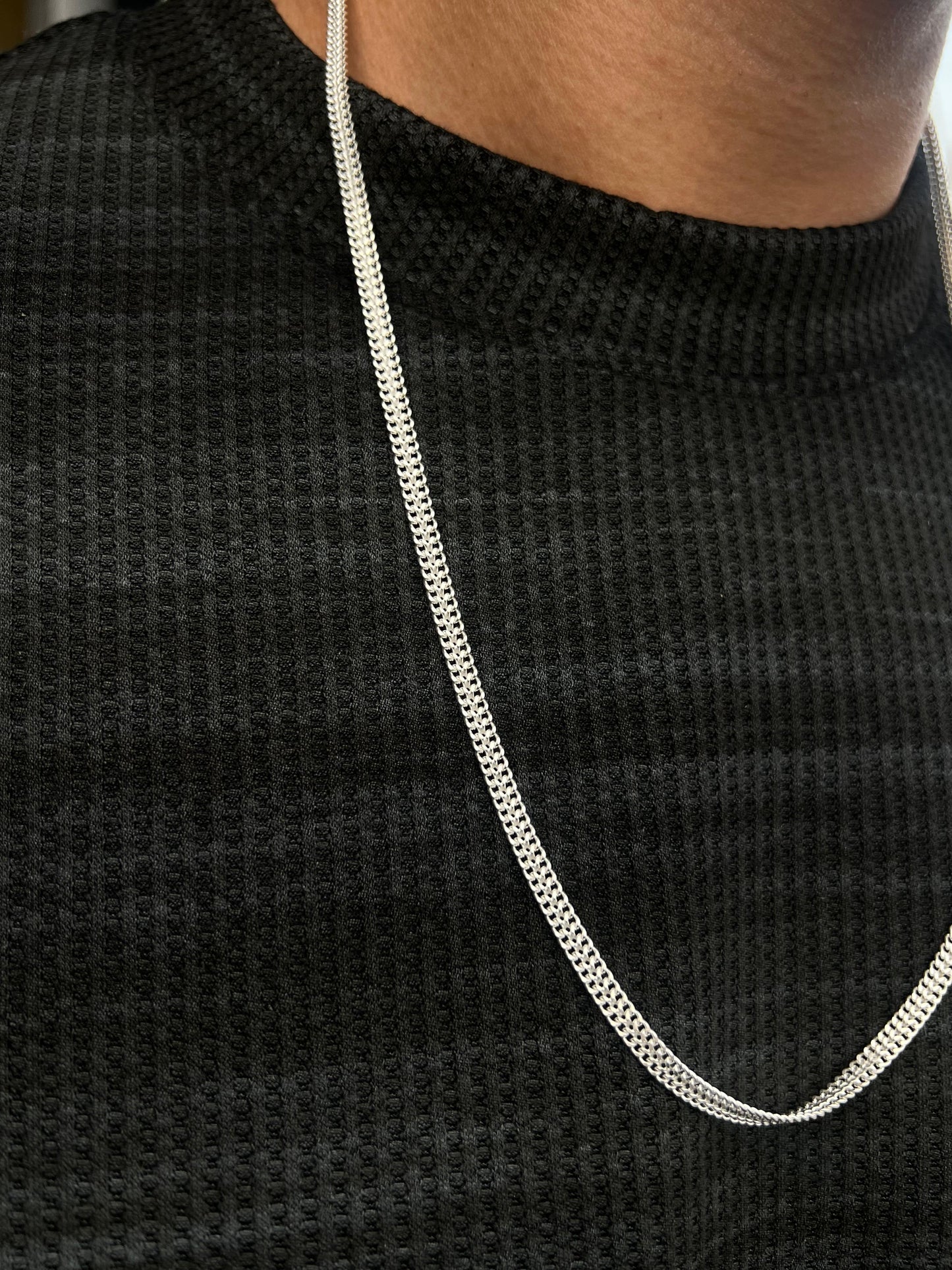 White Dragon bone Necklace Sterling Silver 925s (64cm-5mm)