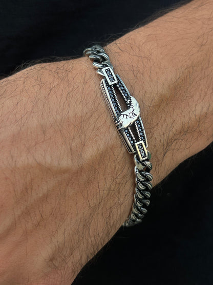 Zirconia Eagle Bracelet for Men's Sterling Silver 925s-21cm