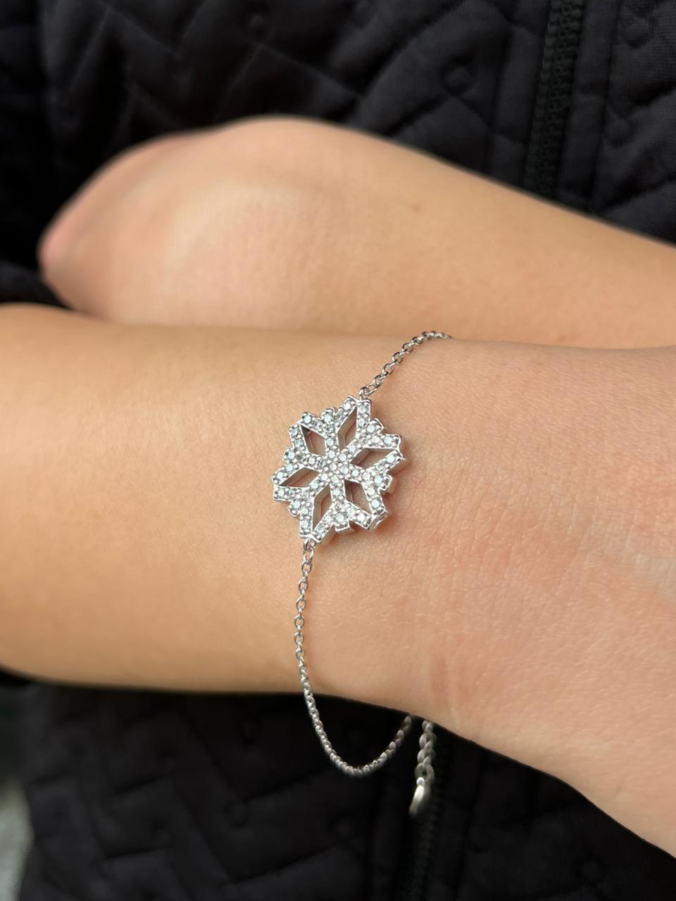 Large Ice Flake Zirconia Bracelet -in Sterling Silver -925