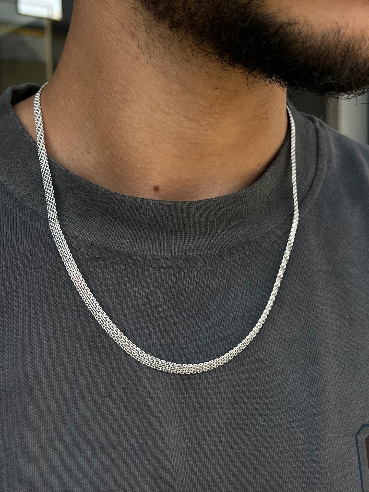 6mm Bismark Necklace For Men Sterling Silver925-(54cm)