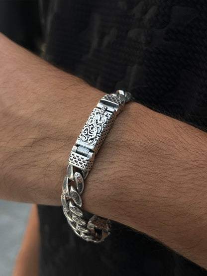 Mantra Dragon Heads Bracelet for Men's Sterling Silver 925s 20cm