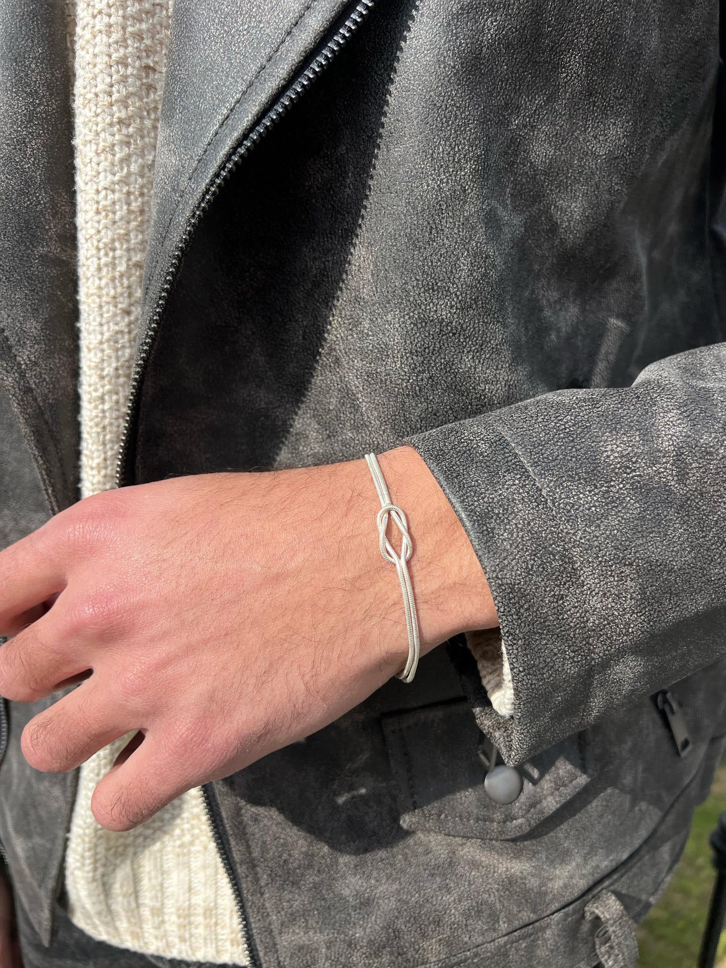 Knotted Snake chain Bracelet for Men's Sterling Silver 925s