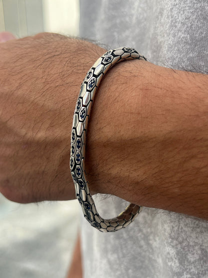 Textured Snake Bracelet for Men's Sterling Silver 925s