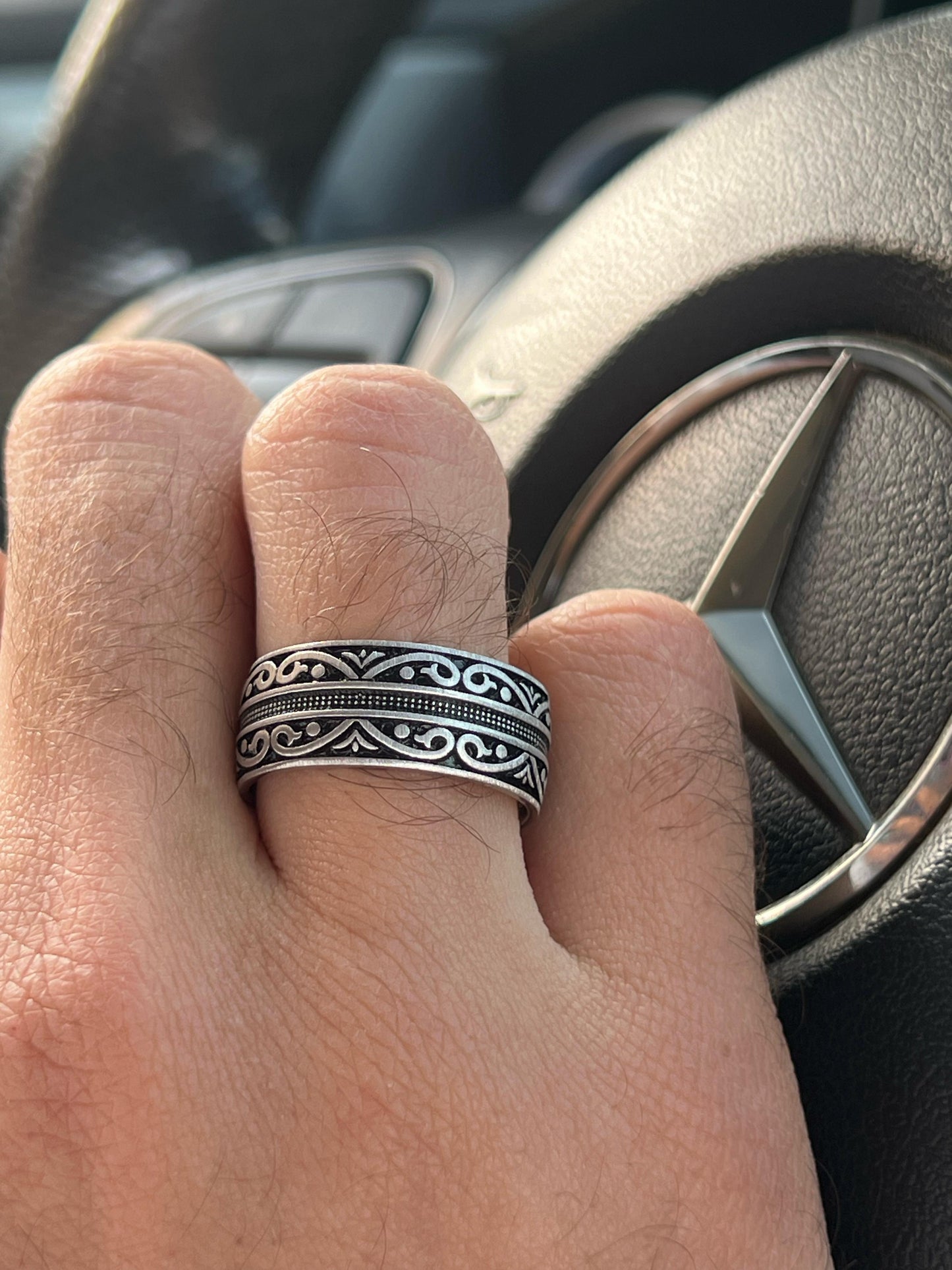 Engraved Engagement Ring in Sterling Silver 925s