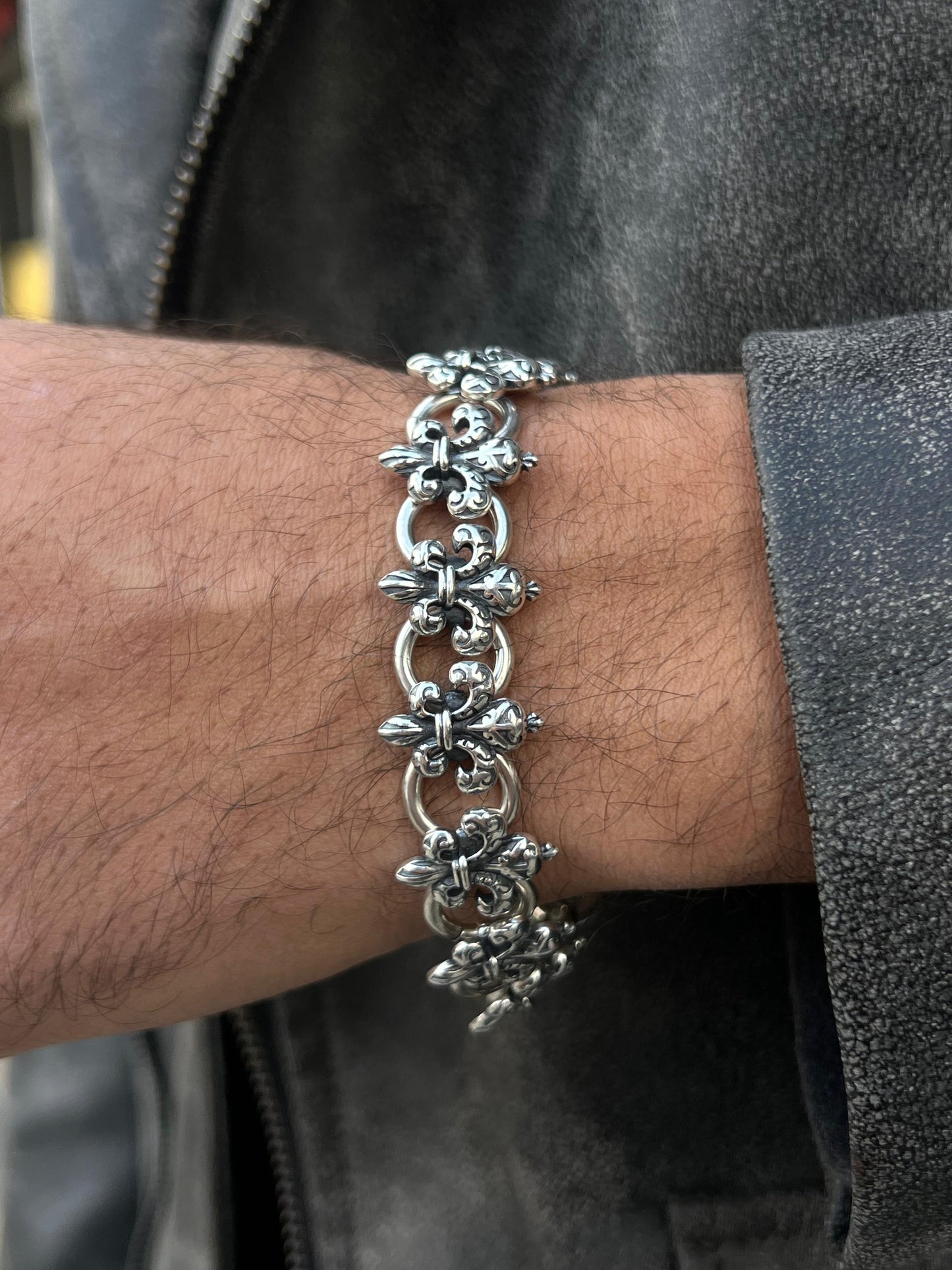 Fleur-de-lis bracelet-in Sterling Silver 925s| 20cm-18mm