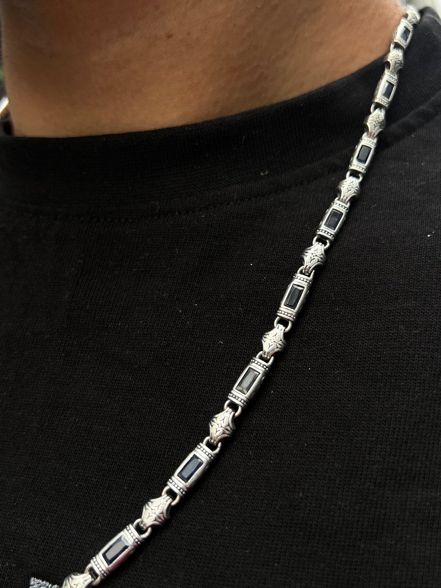 Navy Guardian Necklace For Men Sterling Silver - 925