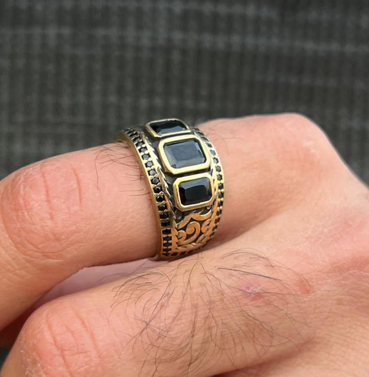 GOLDEN DOMINION Ring -Pure Sterling Silver 925s