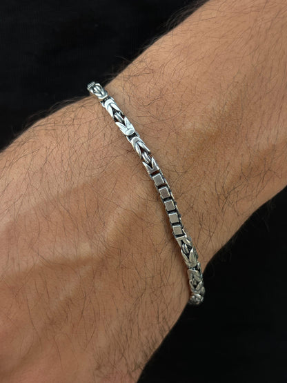 King+Box Bracelet for Men's Sterling Silver 925s-21.5cm