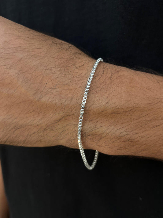 Box Bracelet for Men's Sterling Silver 925s-20cm
