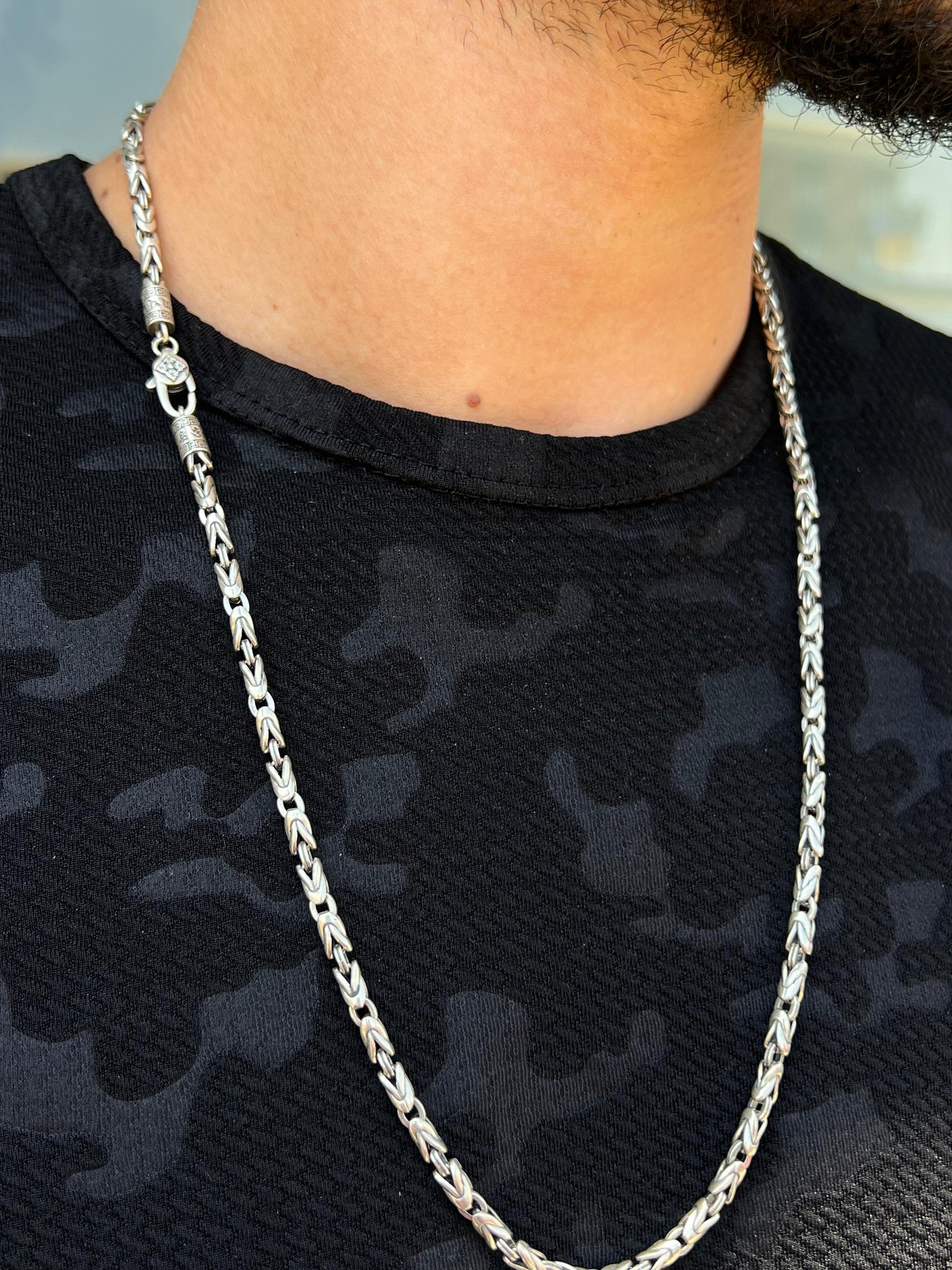 Round king Necklace For Men Sterling Silver - 925