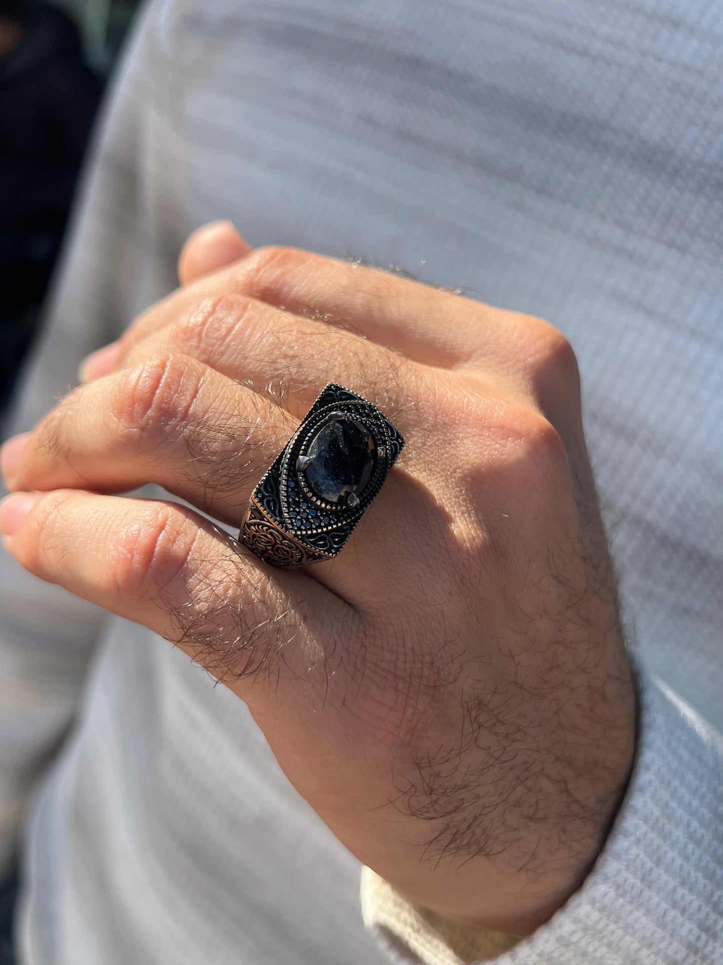 Dark Grindstone Ring -Sterling Silver 925s