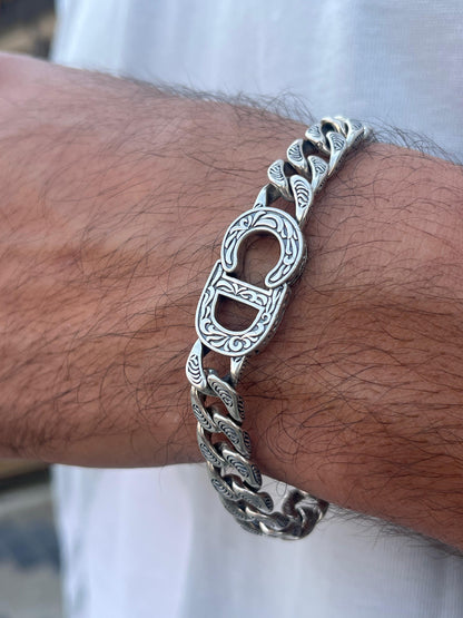 CD Grommet Bracelet for Men's Sterling Silver 925s-21cm