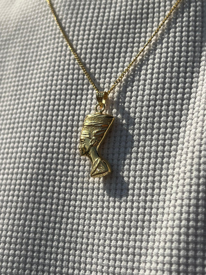 Premium- Nefertiti Necklace in Sterling Silver 925s- Real 21K Gold Plated