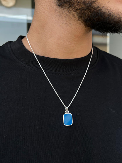 Blue Stone Necklace for Men's Sterling Silver 925s
