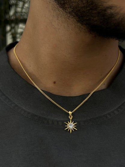 Gold plated Sun Necklace for Men's Sterling Silver 925s