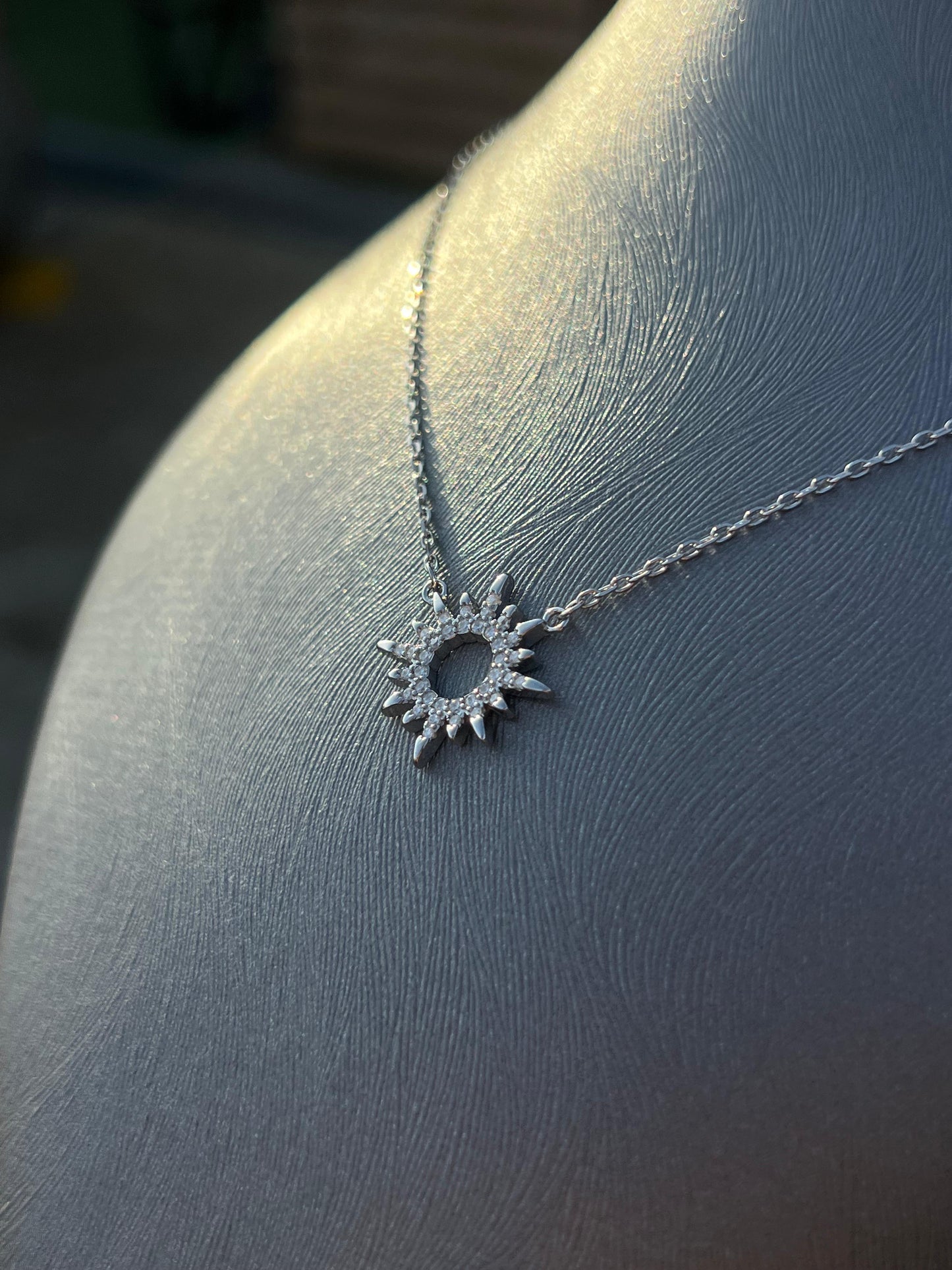 Sparkling Sun Necklace-in Sterling Silver -925