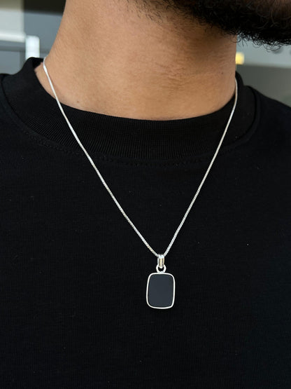 Black Stone(Onyx) Necklace for Men's Sterling Silver 925s