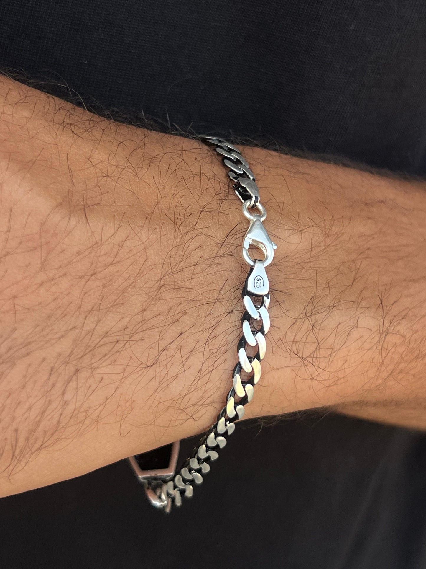 Engraved Oxized Bracelet for Men's Sterling Silver 925s-(20,5cm)