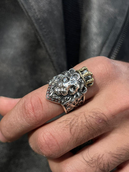 Crowned Lion King Ring-for Men's Sterling Silver 925s