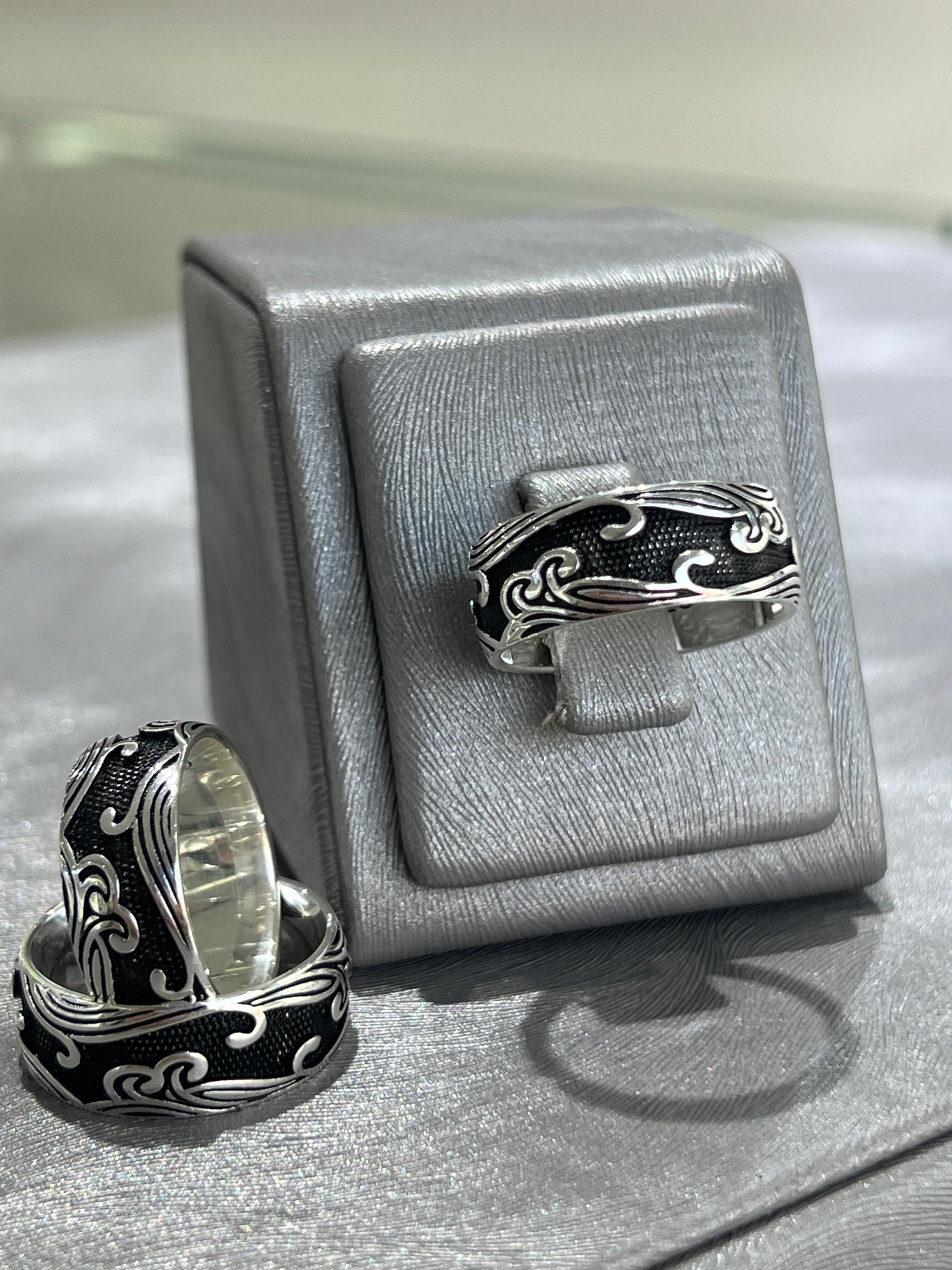 Bold Wave Engagement Ring in Sterling Silver 925s