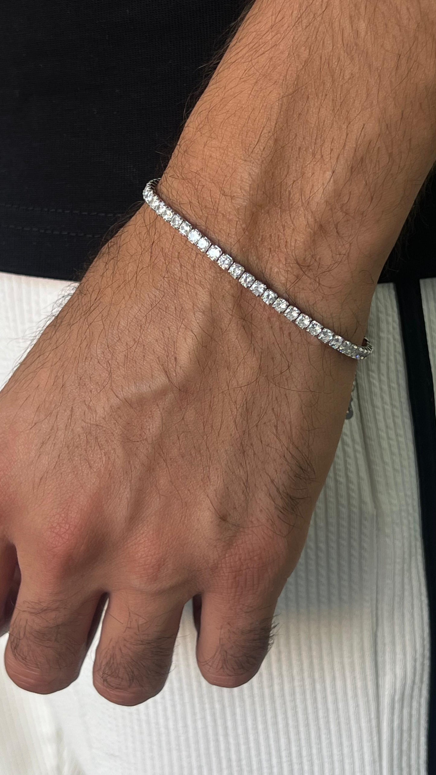 Slim Clear Spinel Tennis Bracelet for Men's Sterling Silver 925s