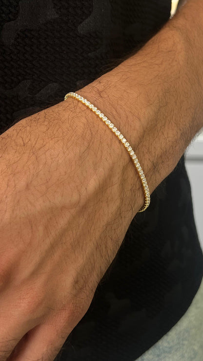 Gold plated Clear Tennis Bracelet for Men's Sterling Silver 925s