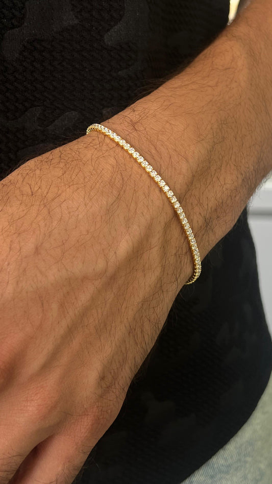 Gold plated Clear Tennis Bracelet for Men's Sterling Silver 925s
